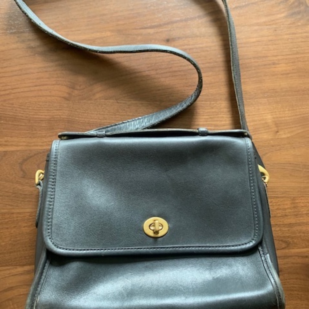 Black Vintage Coach Court Crossbody Bag